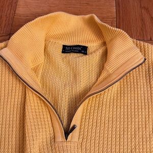 Yellow cotton knit quarter zip sweater
